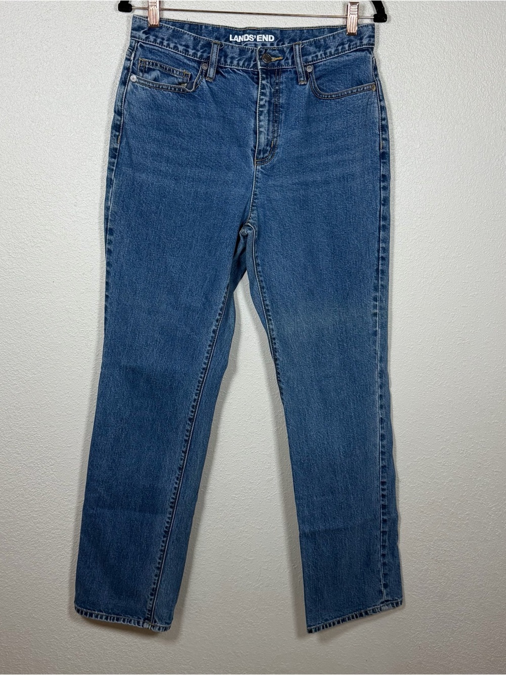 Lands' End Women’s High Rise Straight Stretch Denim Jeans Blue Size 8 Classic
